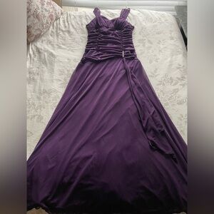 Y2K Purple Ruched Chiffon Maxi Dress 12 Prom Whimsigoth Fairy Grunge Formal Hoco